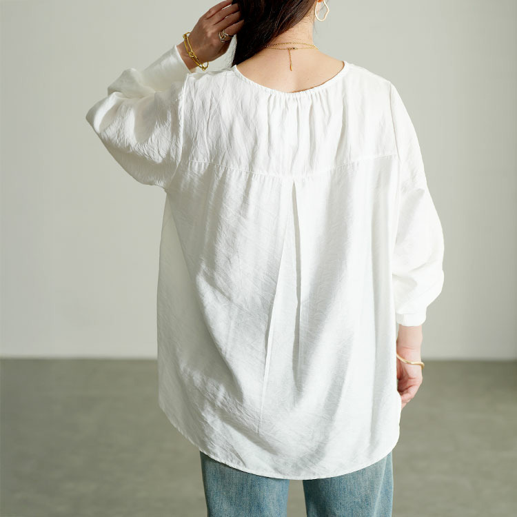 大きいサイズ レディース バックタックラウンドヘムプルオーバー13