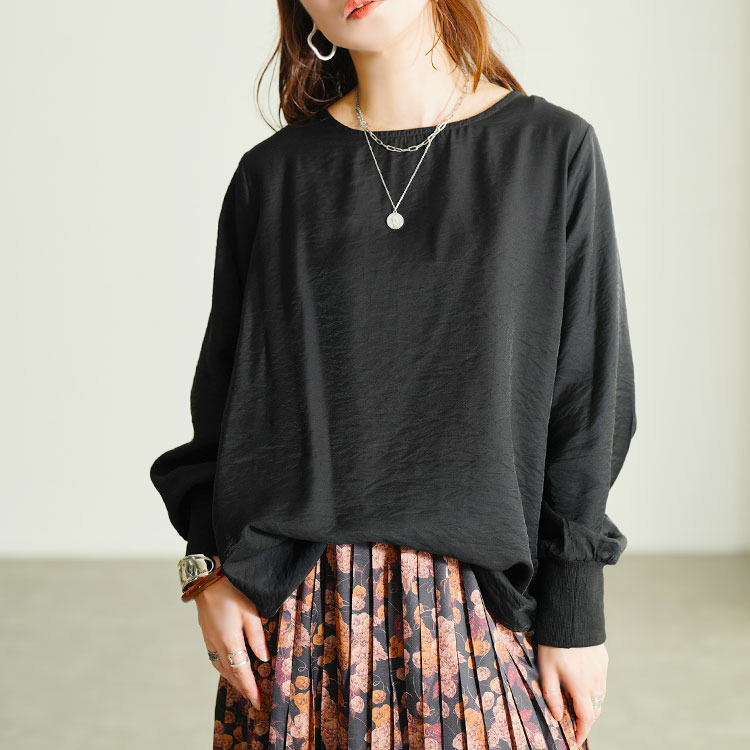 大きいサイズ レディース バックタックラウンドヘムプルオーバー9