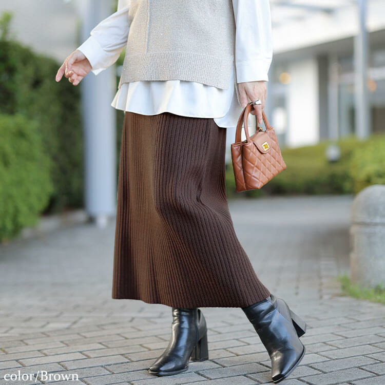 大きいサイズ レディース 太リブニットナロースカート6