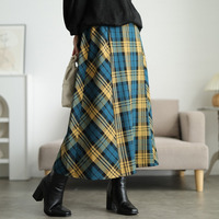 大きいサイズ レディース チェック柄メルティストレッチ微起毛フレアスカート