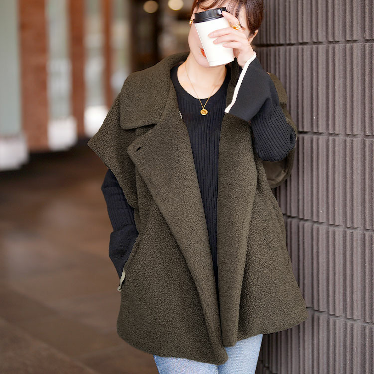 大きいサイズ レディース オーバーサイズボアベスト13