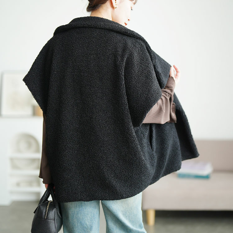 大きいサイズ レディース オーバーサイズボアベスト9