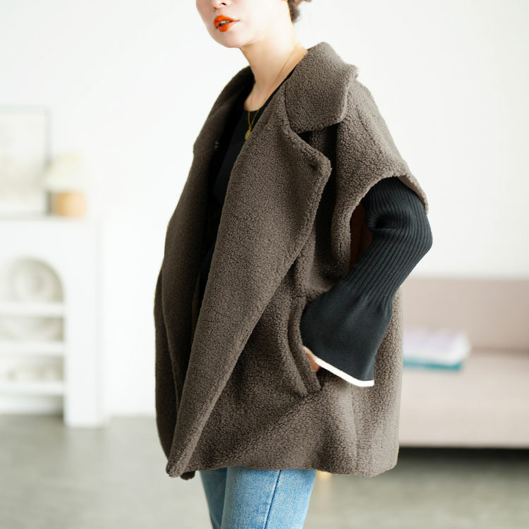 大きいサイズ レディース オーバーサイズボアベスト1