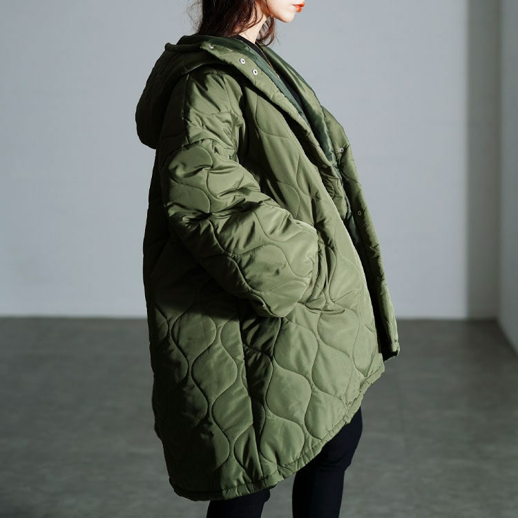 大きいサイズ レディース 中綿キルティングモンスターパーカーコート12