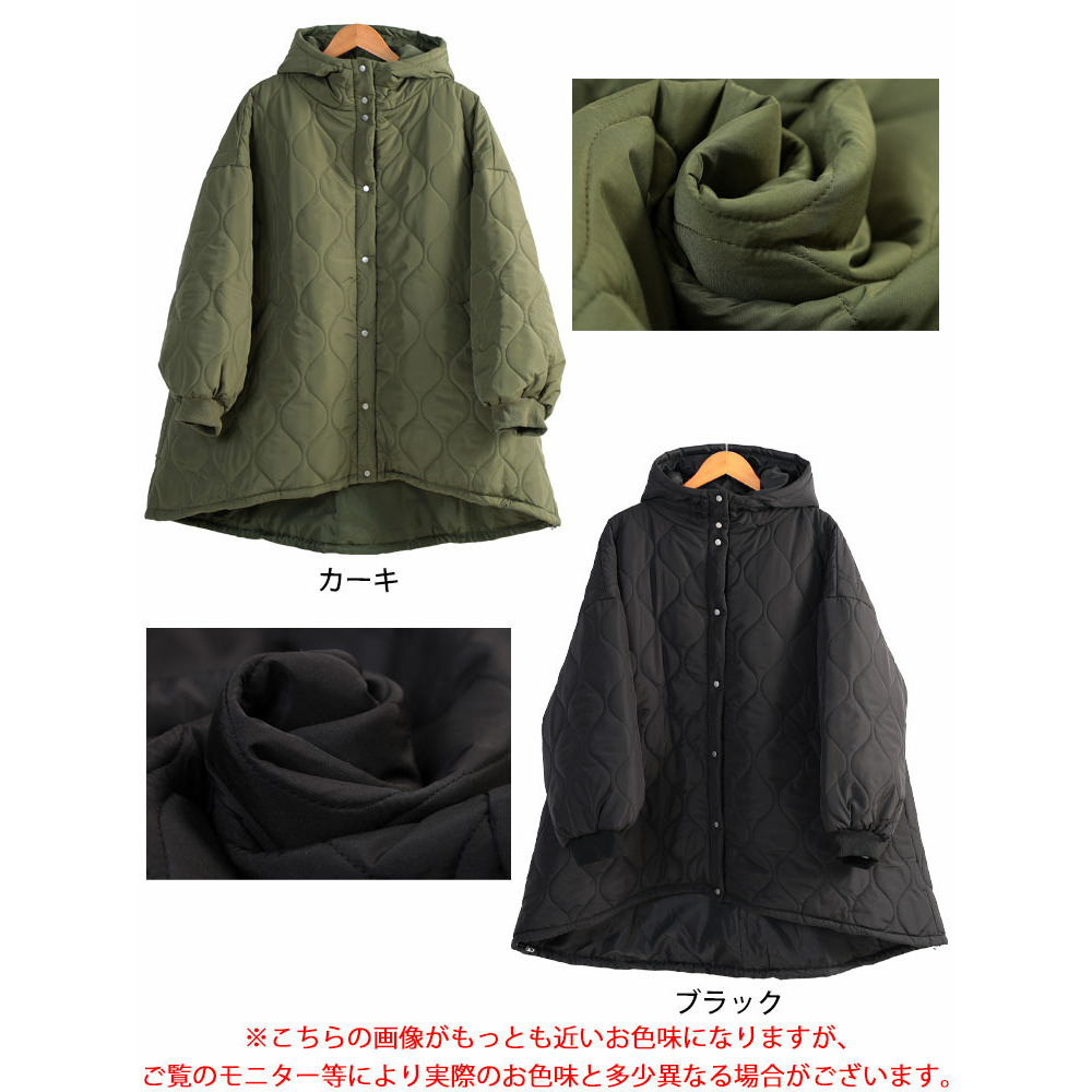 大きいサイズ レディース 中綿キルティングモンスターパーカーコート17