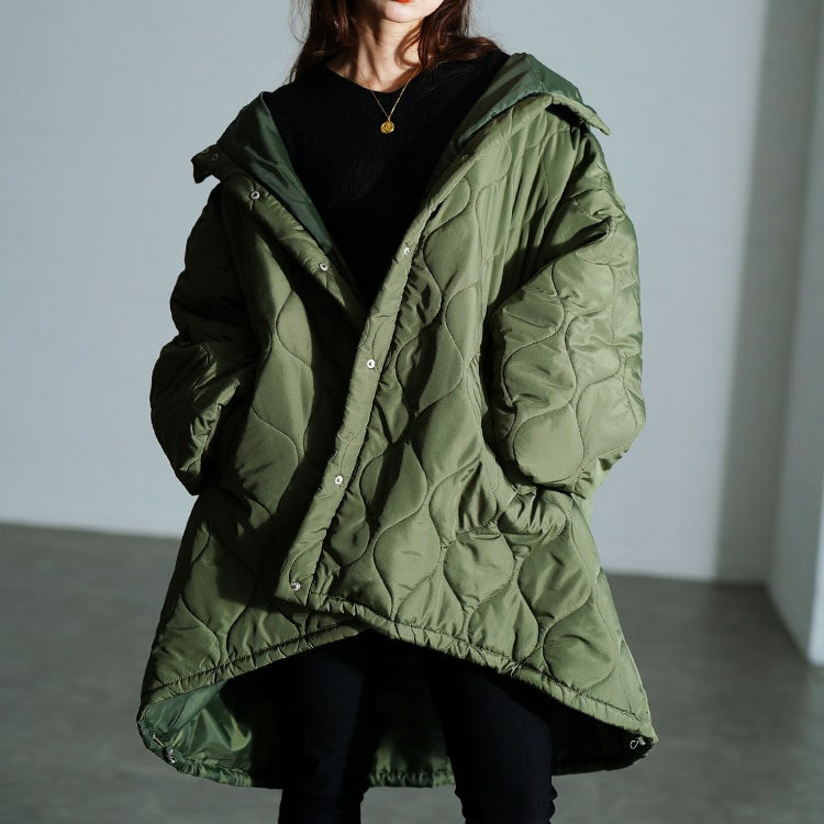 大きいサイズ レディース 中綿キルティングモンスターパーカーコート1