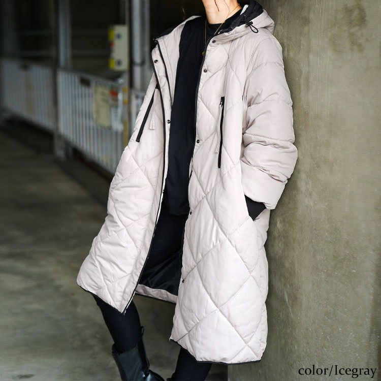 大きいサイズ レディース 撥水&防風ファイバーダウンダイヤキルトコート12