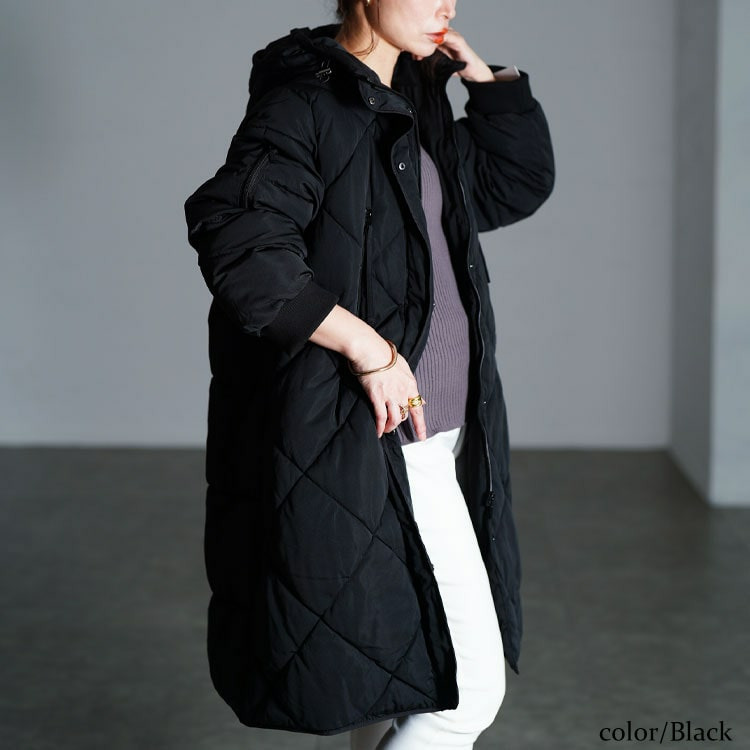 大きいサイズ レディース 撥水&防風ファイバーダウンダイヤキルトコート7