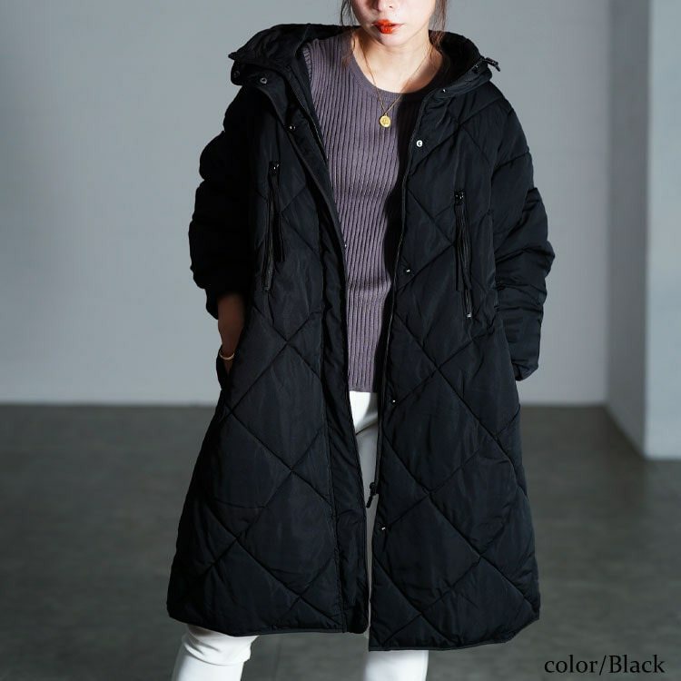 大きいサイズ レディース 撥水&防風ファイバーダウンダイヤキルトコート8