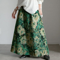 大きいサイズ レディース 花柄ゴブランフレアスカート