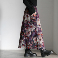 大きいサイズ レディース 花柄ゴブランフレアスカート