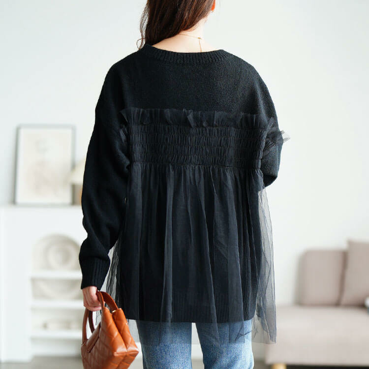 大きいサイズ レディース チュールビスチェドッキングニット8