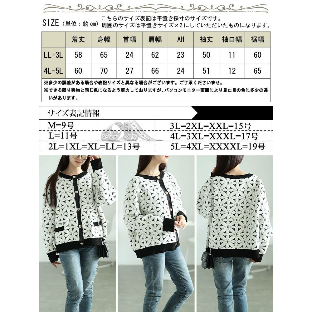 大きいサイズ レディース 花柄ジャガードクロップドカーディガン18