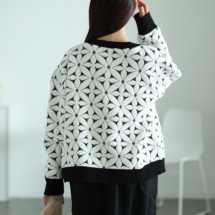 大きいサイズ レディース 花柄ジャガードクロップドカーディガン8