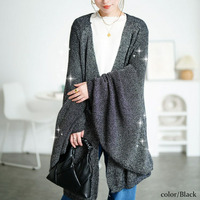 大きいサイズ レディース ハートボタンラメニットビッグカーディガン