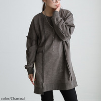 大きいサイズ レディース ブリーチ加工リメイク風ワイドチュニック