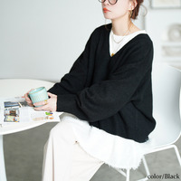 大きいサイズ レディース Vネッククロップドニット＆フリンジペプラムチュニック2点セット