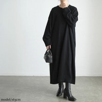 大きいサイズ レディース ラウンドネックAラインニットワンピース