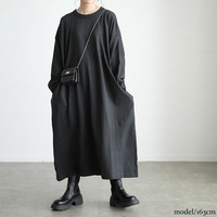 大きいサイズ レディース ラウンドネックAラインニットワンピース