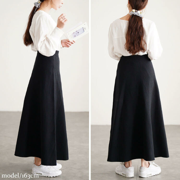 大きいサイズ レディース ハイゲージニットフレアスカート11