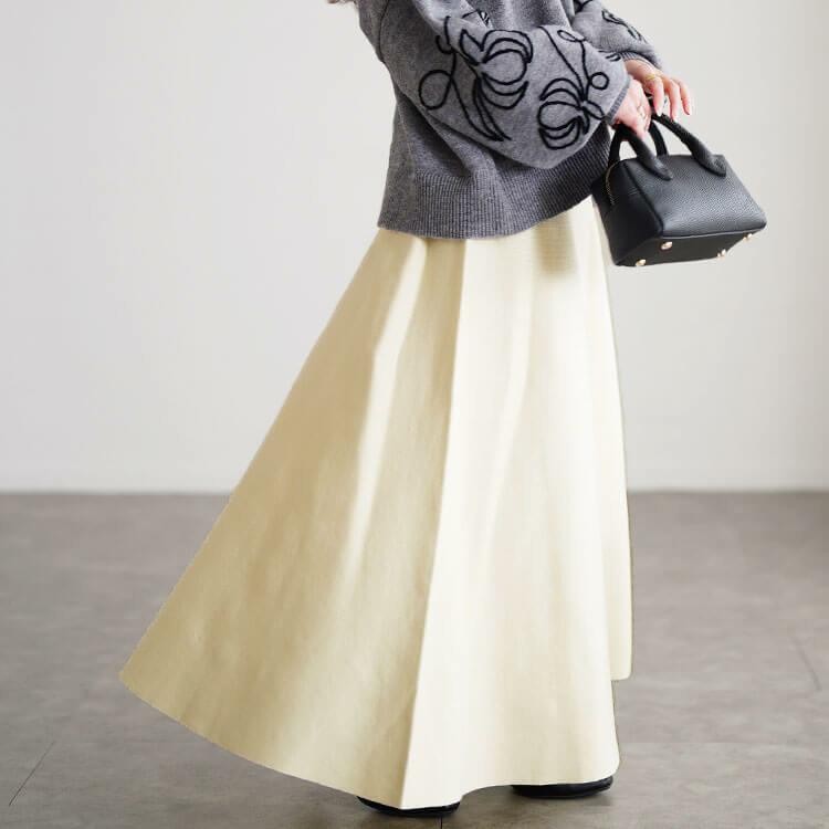 大きいサイズ レディース ハイゲージニットフレアスカート8