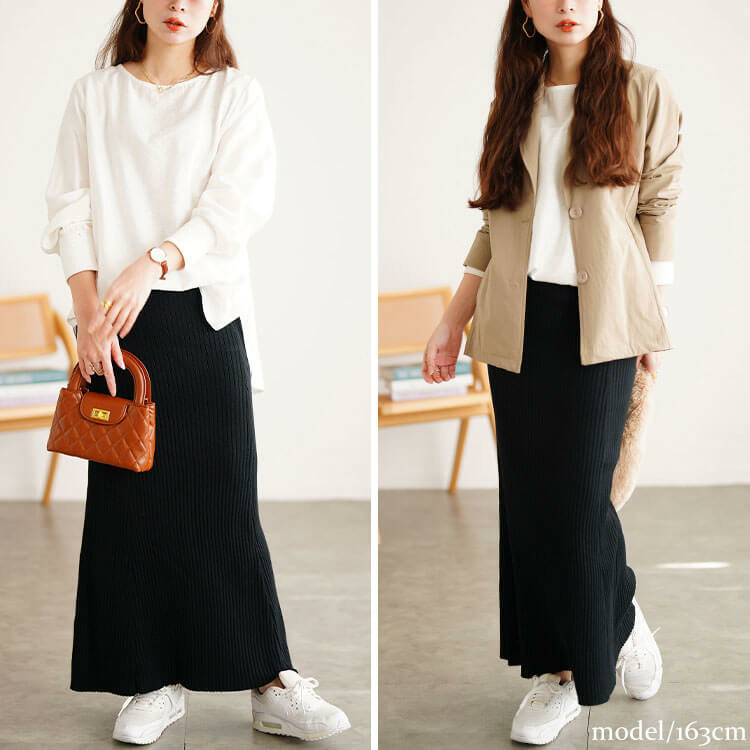 大きいサイズ レディース 太リブニットマーメイドスカート12