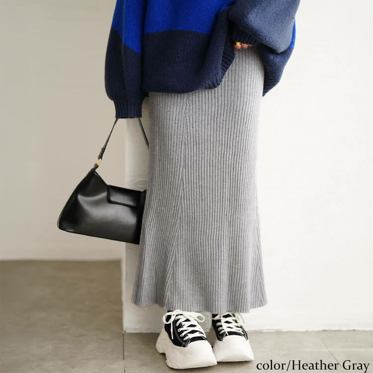 大きいサイズ レディース 太リブニットマーメイドスカート1