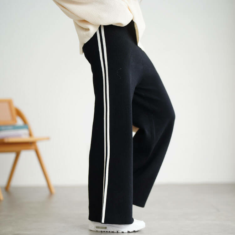 大きいサイズ レディース サイドラインセミワイドニットパンツ10