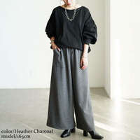 大きいサイズ レディース 裏シャギーワイドパンツ