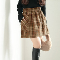 大きいサイズ レディース ウール風チェック柄ミニスカート