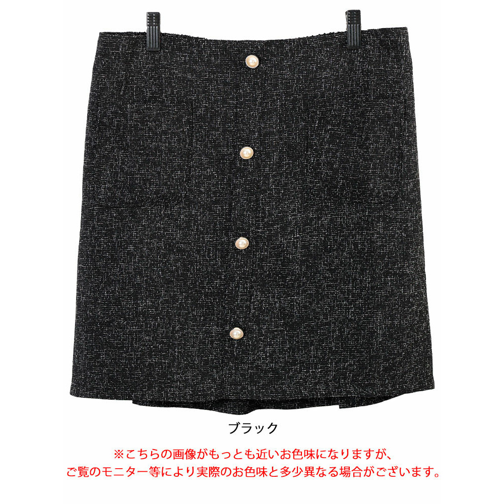大きいサイズ レディース ツイードパールボタンセミタイトミニスカート16