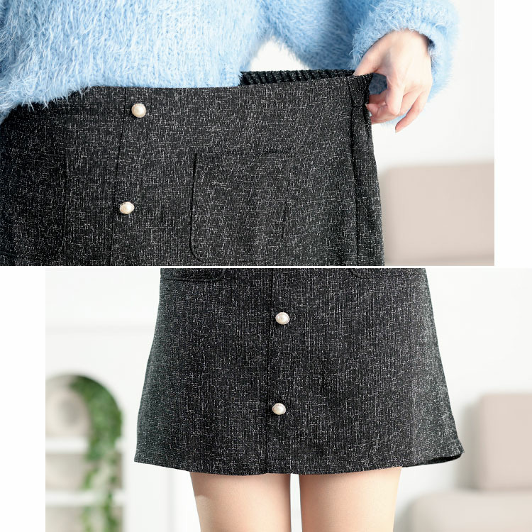 大きいサイズ レディース ツイードパールボタンセミタイトミニスカート6