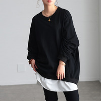 大きいサイズ レディース ラウンドネックオーバーサイズチュニック