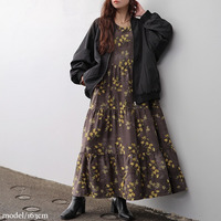 大きいサイズ レディース ぼかし花柄ティアードマキシワンピース