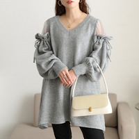 大きいサイズ レディース シアーショルダードロストニットチュニック