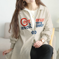 大きいサイズ レディース ロゴ入りダブルZIP襟付きカーディガン