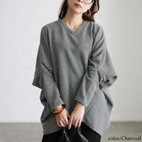 大きいサイズ レディース 裏起毛変形ドルマンプルオーバー