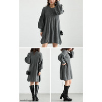 大きいサイズ レディース バルーンスリーブＡラインワンピース