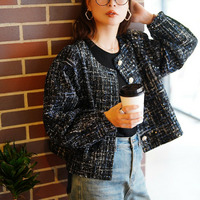 大きいサイズ レディース ラメツイードクロップドジャケット