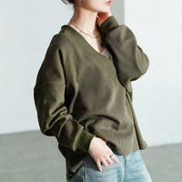 大きいサイズ レディース 深Vネックニットソーワイドプルオーバー