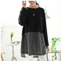 大きいサイズ レディース 胸ポケットバイカラー切り替えプルオーバー