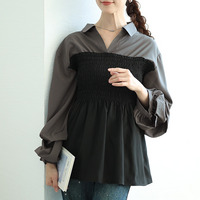 シャツドッキングペプラムビスチェトップス大きいサイズ レディース 