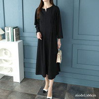 大きいサイズ レディース パール付きネックウエストタックワンピース