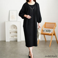 大きいサイズ レディース ネックレスチャーム付きラグランワンピース