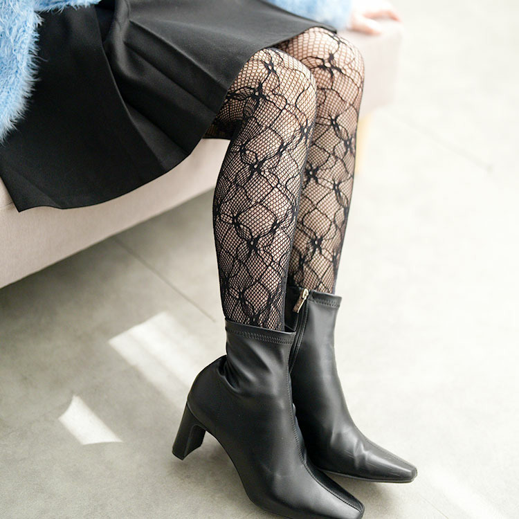 大きいサイズ レディース 花柄網タイツ10