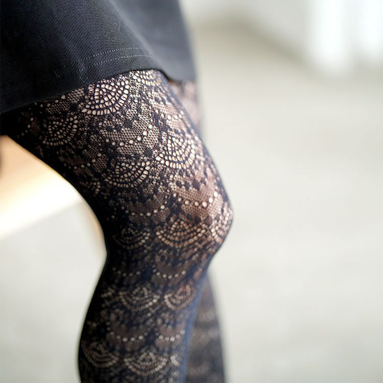 大きいサイズ レディース ダマスク柄網タイツ6