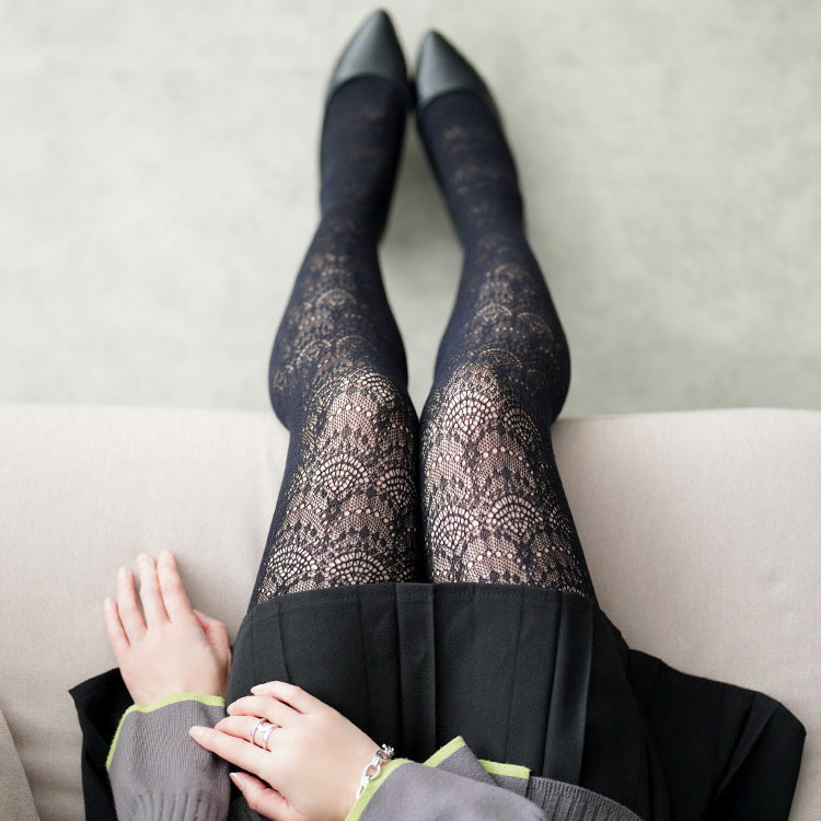 大きいサイズ レディース ダマスク柄網タイツ9