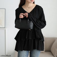 大きいサイズ レディース 楊柳カシュクールブラウス＆ペプラムキャミソール2点セット