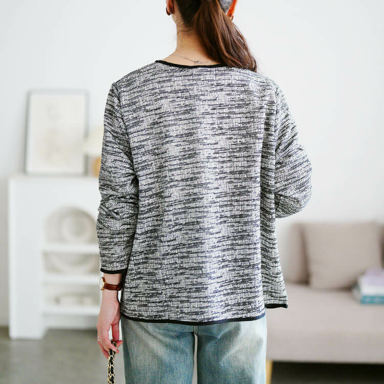 大きいサイズ レディース 配色パイピングラメツイードジャケット12