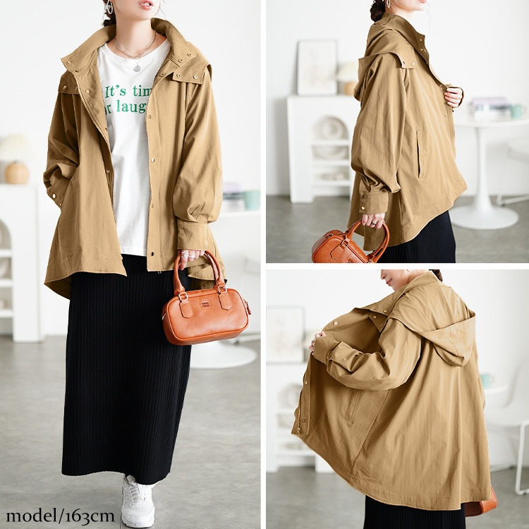 大きいサイズ レディース スタンドカラーフレアマウンテンパーカー10